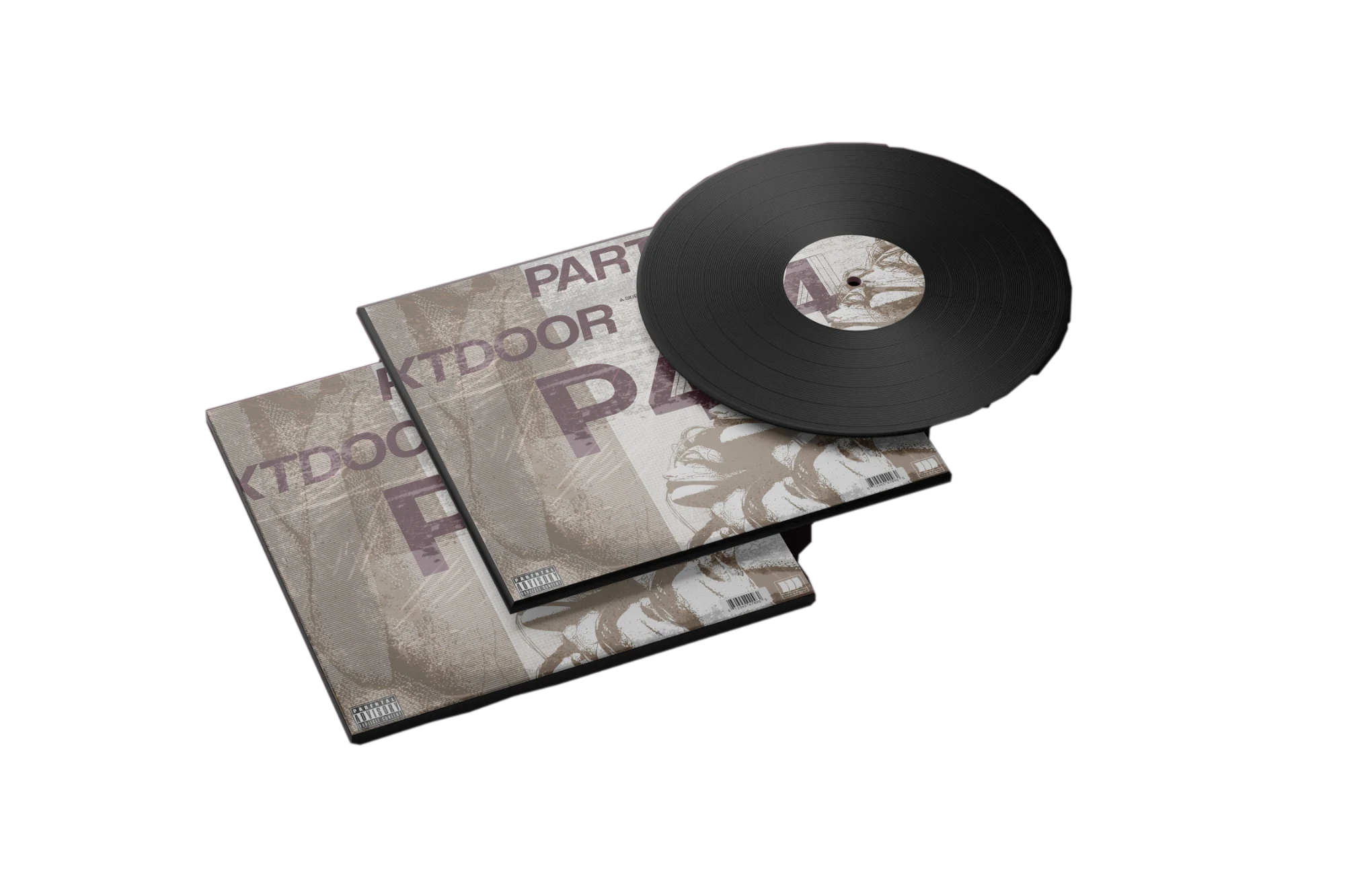 Two P4 vinyl sleeves stacked at an angle with a record resting on top